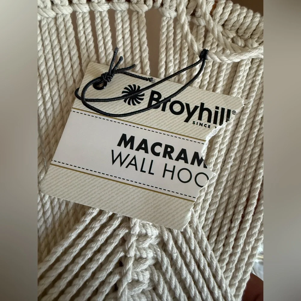 Boho Macramé Wall Hanging in Cream with Wooden Hoop Decor Macrame